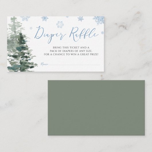 Winter Forest Blue Het is koud buiten luier Informatiekaartje (Voorkant / Achterkant)