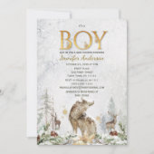 Winter Forest Boy Country Wolf Deer Baby shower Kaart (Voorkant)