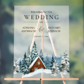 Winter Forest Cabin Lodge Wedding Welcome Acryl Bord (Neutraal)