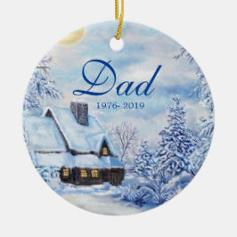 Winter Forest Cabin Memory Pap Foto Kerstmis Keramisch Ornament