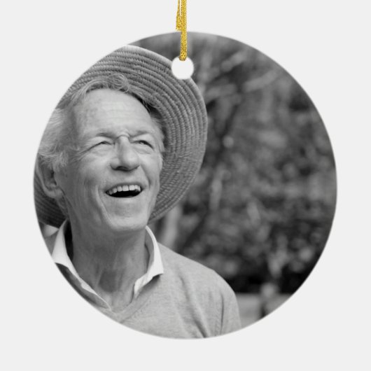 Winter Forest Cabin Memory Pap Foto Kerstmis Keramisch Ornament (Achterkant)