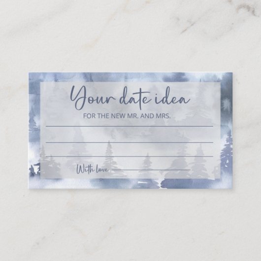 Winter Forest Date nachtelijke ideeën. Datumpot Informatiekaartje (Voorkant)