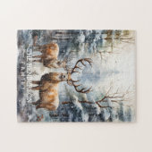 Winter Forest Deer Family Legpuzzel (Horizontaal)