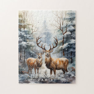 Winter Forest Deer Family Legpuzzel