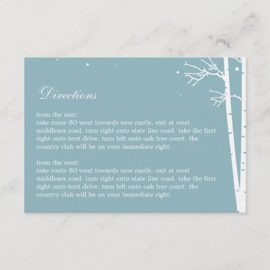 Winter Forest Directions Card Informatiekaartje (Voorkant)