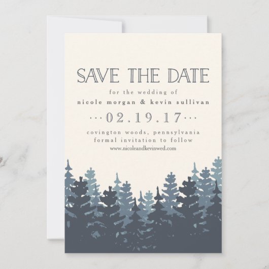 Winter Forest Dubbelzijdige foto bruiloft Save The Date (Voorkant)