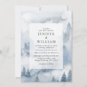 Winter Forest Dusty Blue Waterverf Wedding Kaart (Voorkant)