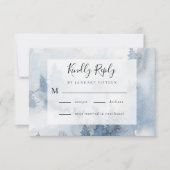 Winter Forest Dusty Blue Waterverf Wedding   RSVP Kaartje (Voorkant)