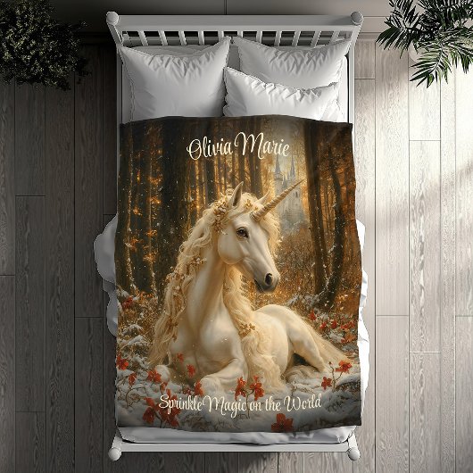 Winter Forest Eenhoorn Rust in de Sneeuwfantasie Fleece Deken