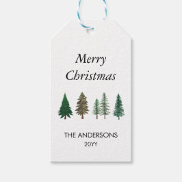 Winter Forest Elegante Pine Trees Kerstmis Cadeaulabel