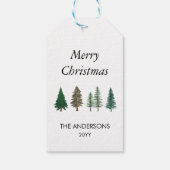 Winter Forest Elegante Pine Trees Kerstmis Cadeaulabel (Achterkant)