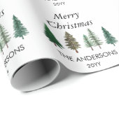 Winter Forest Elegante Pine Trees Kerstmis Cadeaupapier (Rol Hoek)