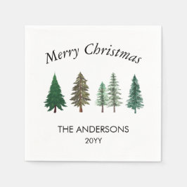 Winter Forest Elegante Pine Trees Kerstmis Servet