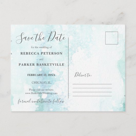 Winter Forest en deers Save the Date briefkaart (Achterkant)