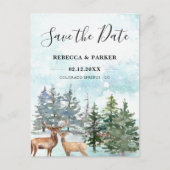 Winter Forest en deers Save the Date briefkaart (Voorkant)