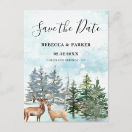Winter Forest en deers Save the Date briefkaart