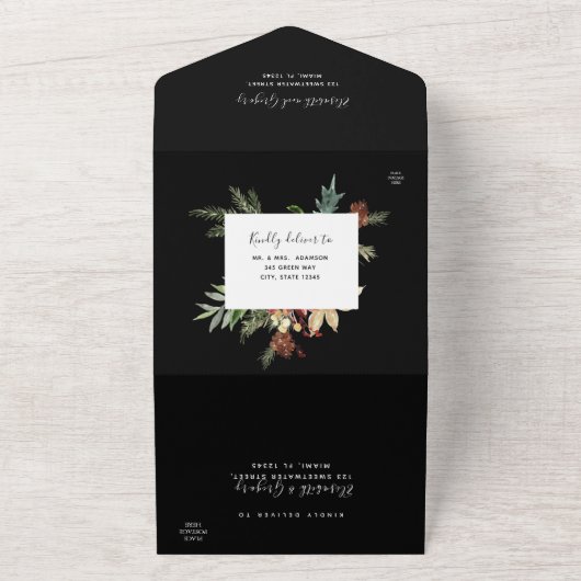 Winter Forest Floral bruiloft in één uitnodiging (Buitenkant)