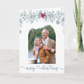 Winter Forest Foliage Arch Photo Elegant Script Feestdagen Kaart (Voorkant)
