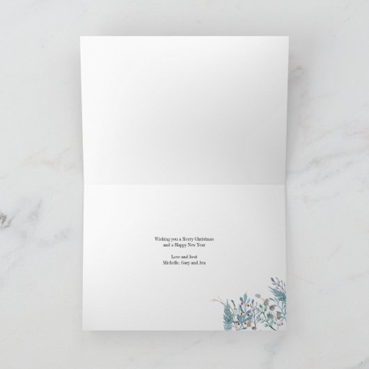 Winter Forest Foliage Elegant Script Feestdagen Kaart (Binnen)