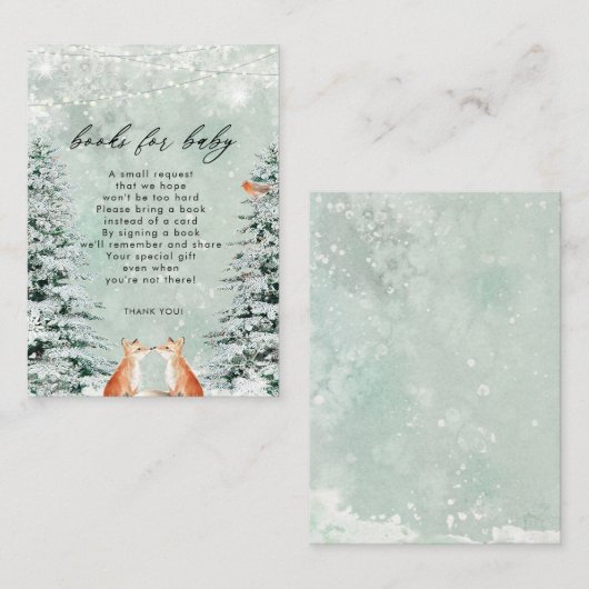 Winter Forest Fox boeken voor baby aanvraag kaart (Voorkant / Achterkant)