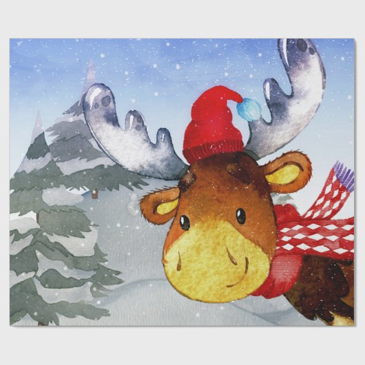 Winter Forest Friends Deer Illustration Cadeaupapier (Vlak)