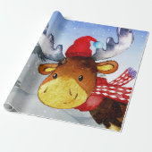 Winter Forest Friends Deer Illustration Cadeaupapier (Uitgerold)