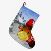 Winter Forest Friends Deer Illustration Grote Kerstsok (Voorkant (Hangend))