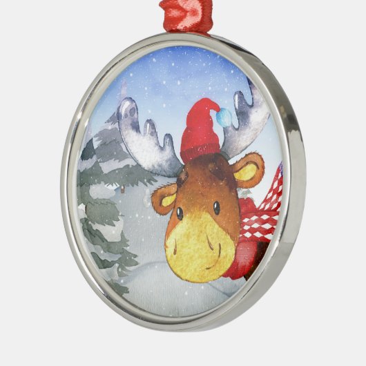 Winter Forest Friends Deer Illustration Metalen Ornament (Links)