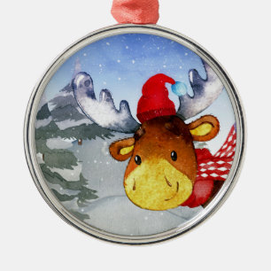 Winter Forest Friends Deer Illustration Metalen Ornament