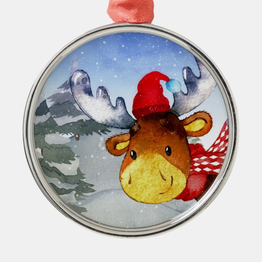 Winter Forest Friends Deer Illustration Metalen Ornament (Voorkant)