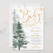 Winter Forest Gold Het is koud buiten Baby shower Kaart (Voorkant)