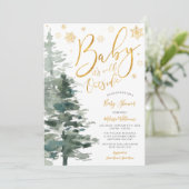 Winter Forest Gold Het is koud buiten Baby shower Kaart (Staand voorkant)