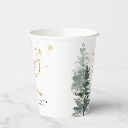 Winter Forest Gold Het is koud buiten Baby shower Papieren Bekers (Links)