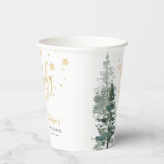 Winter Forest Gold Het is koud buiten Baby shower Papieren Bekers (Rechts)