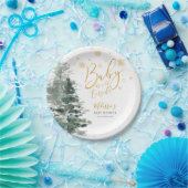 Winter Forest Gold Het is koud buiten Baby shower Papieren Bordje (Feest)