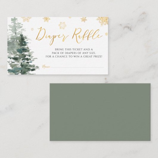 Winter Forest Gold Het is koud buiten diaperraffle Informatiekaartje (Voorkant / Achterkant)
