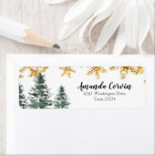 Winter Forest Gold Snowflake Address Label (Insitu)