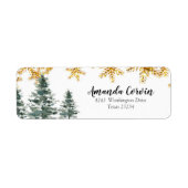 Winter Forest Gold Snowflake Address Label (Voorkant)