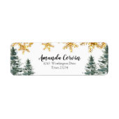 Winter Forest Gold Snowflake Address Label (Voorkant)