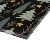Winter Forest Green Trees kerstpattern Black Snijplank (Hoek)