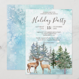 Winter Forest herten besneeuwde bossen Holiday Par Kaart