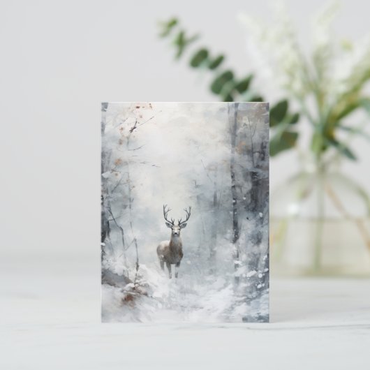Winter Forest Herten Briefkaart (Staand voorkant)