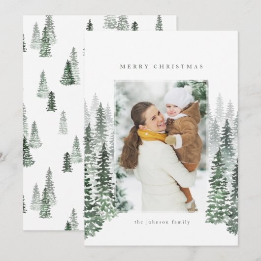 Winter Forest Holiday Card Feestdagenkaart (Voorkant / Achterkant)