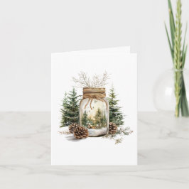 Winter Forest in een Jar Note-Kaart Notitiekaartje