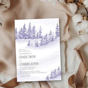 Winter Forest in Snow Lavender Gray Wedding Kaart