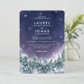Winter Forest in the Stars Wedding Invitting Kaart (Staand voorkant)