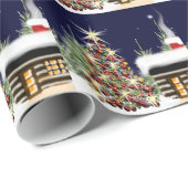 Winter Forest Kerstmis Cabin Holiday Scene Xmas Cadeaupapier (Rol Hoek)