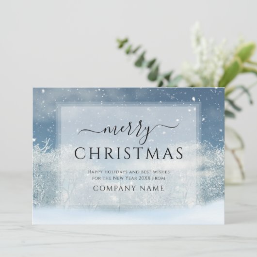 Winter Forest Kerstmis Zakelijk Logo Feestdagenkaart (Staand voorkant)