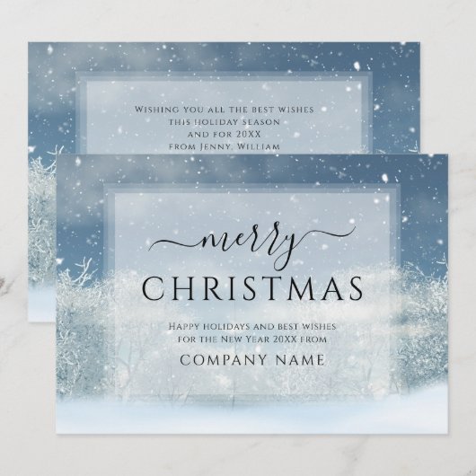 Winter Forest Kerstmis Zakelijk Logo Feestdagenkaart (Voorkant / Achterkant)