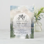 Winter Forest Lake 50ste verjaardagsfeestje Kaart (Staand voorkant)